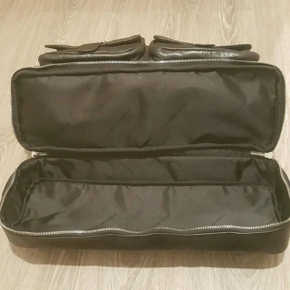 Piquadro Black Leather Duffle Bag Weekender - Picture 3 of 16